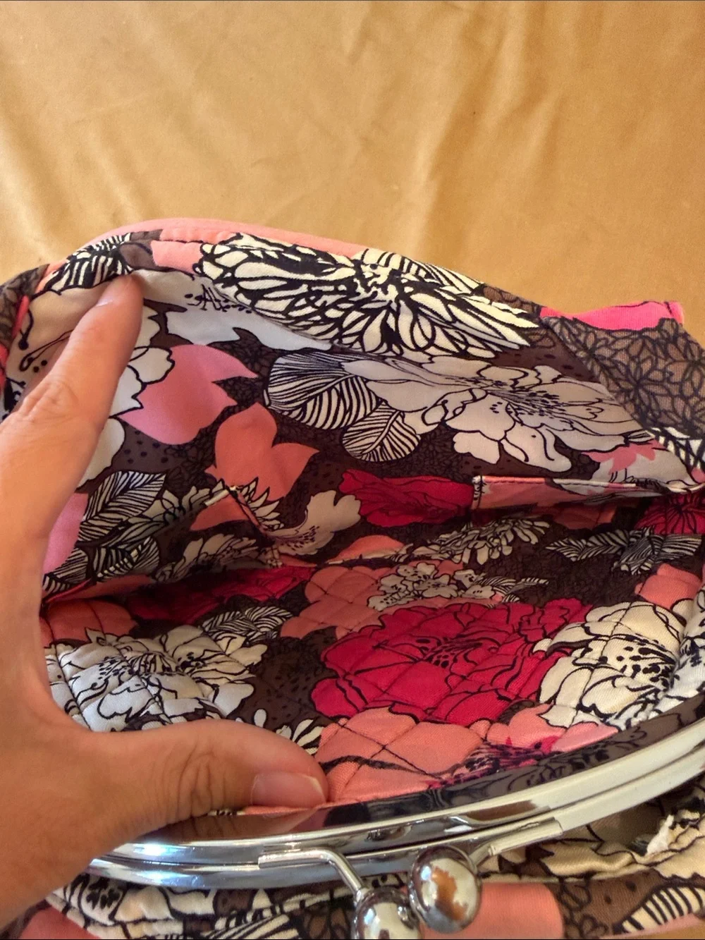 Vera Bradley Pink Floral Quilted Frame-Top Shoulder Bag